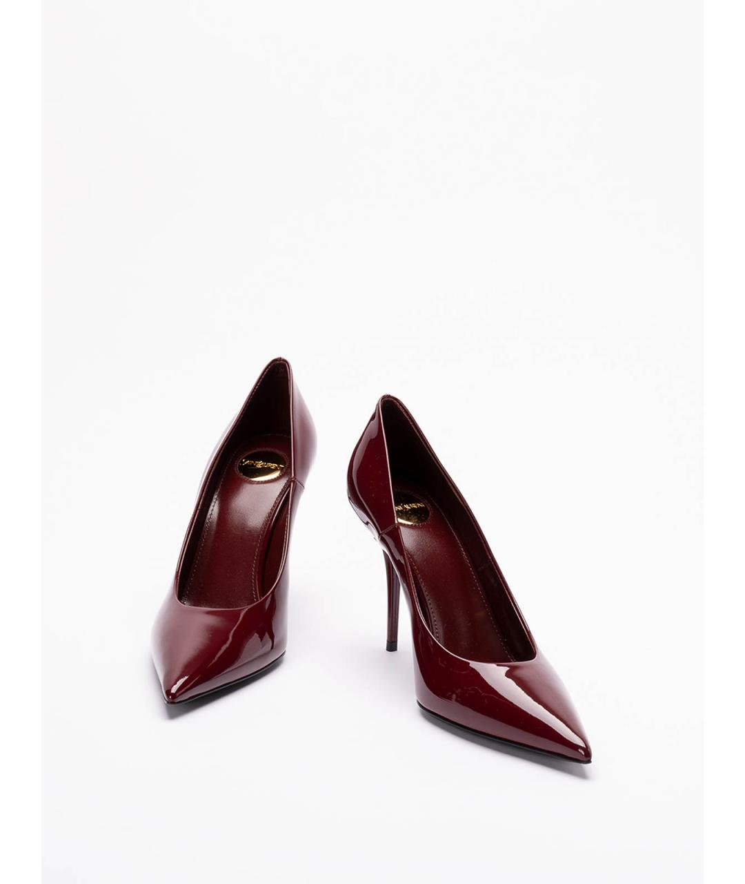 SAINT LAURENT Бордовые туфли из лакированной кожи, фото 2