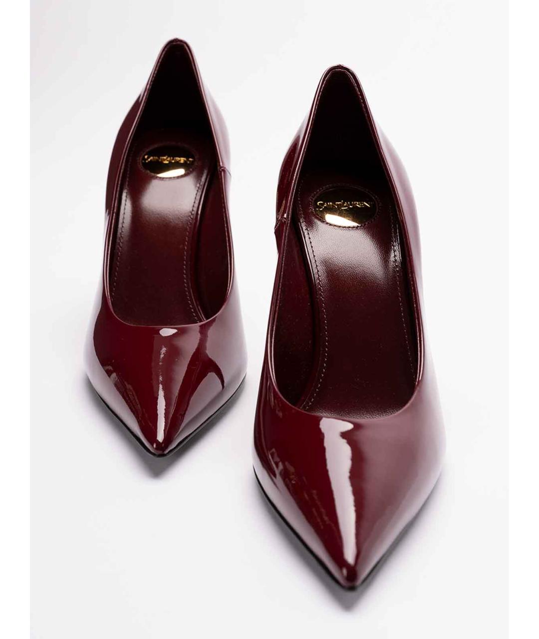 SAINT LAURENT Бордовые туфли из лакированной кожи, фото 5