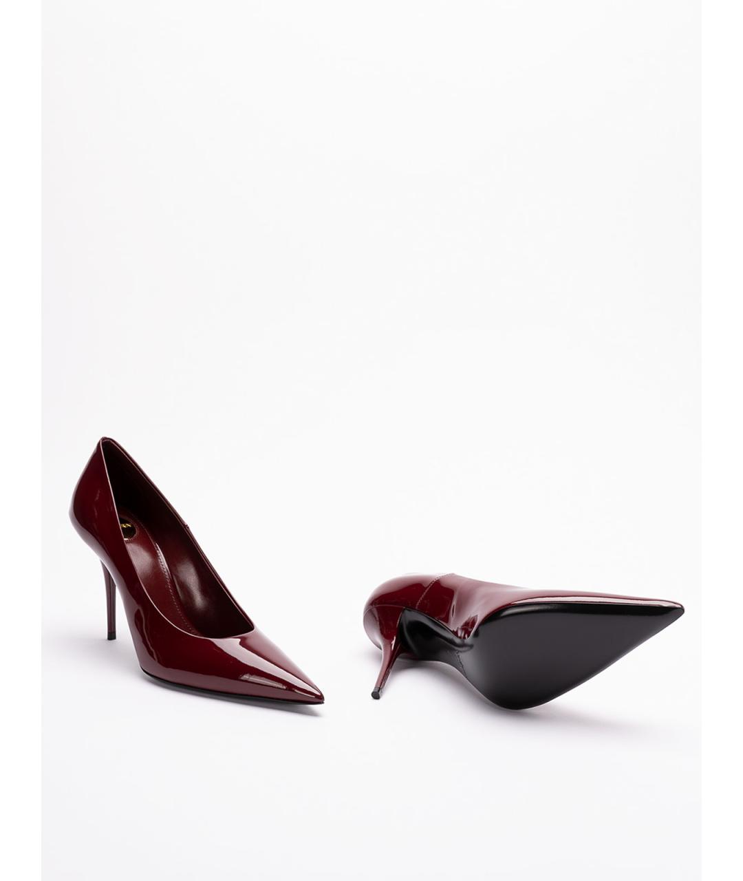 SAINT LAURENT Бордовые туфли из лакированной кожи, фото 4