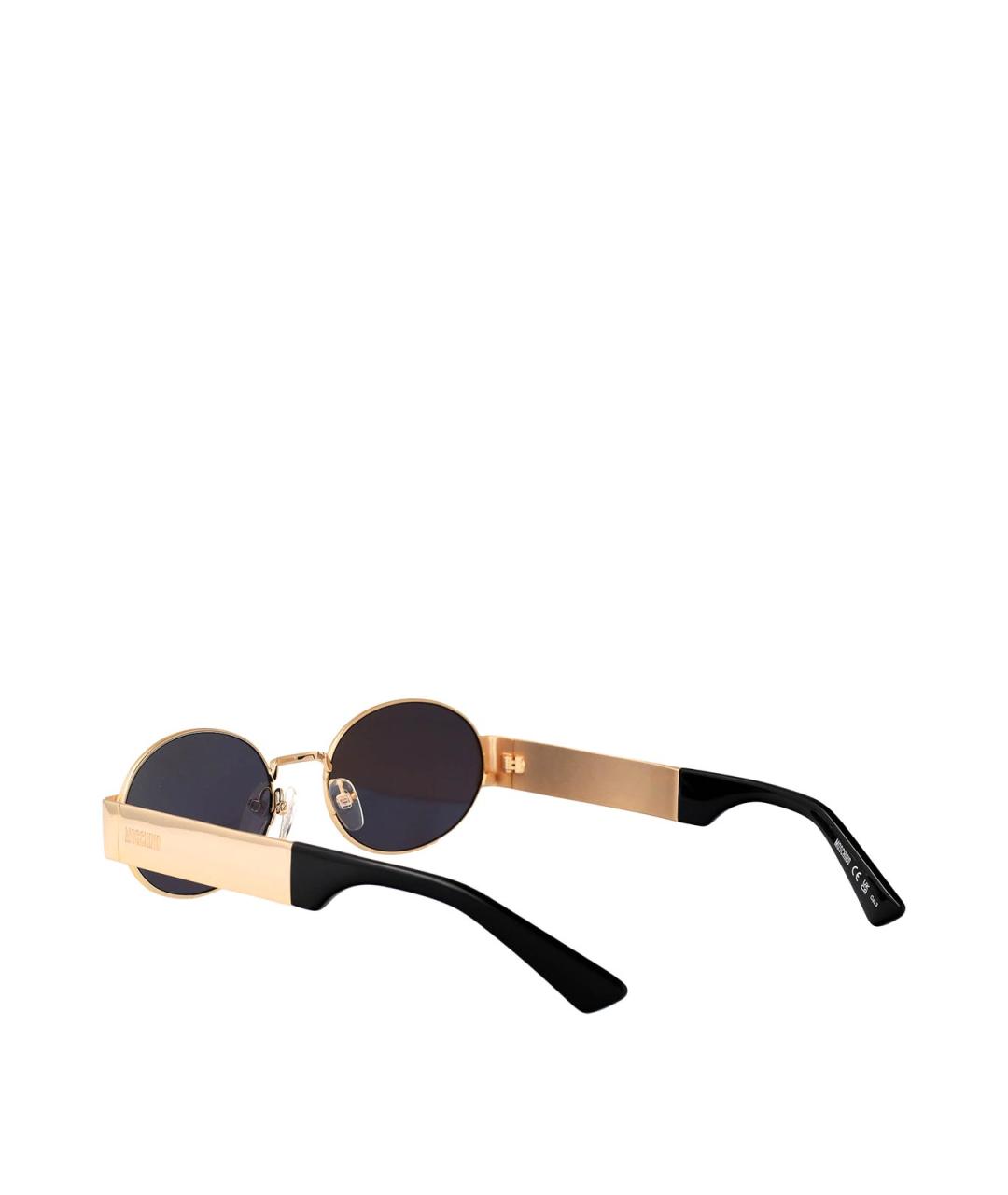 MOSCHINO Золотые металлические солнцезащитные очки, фото 4