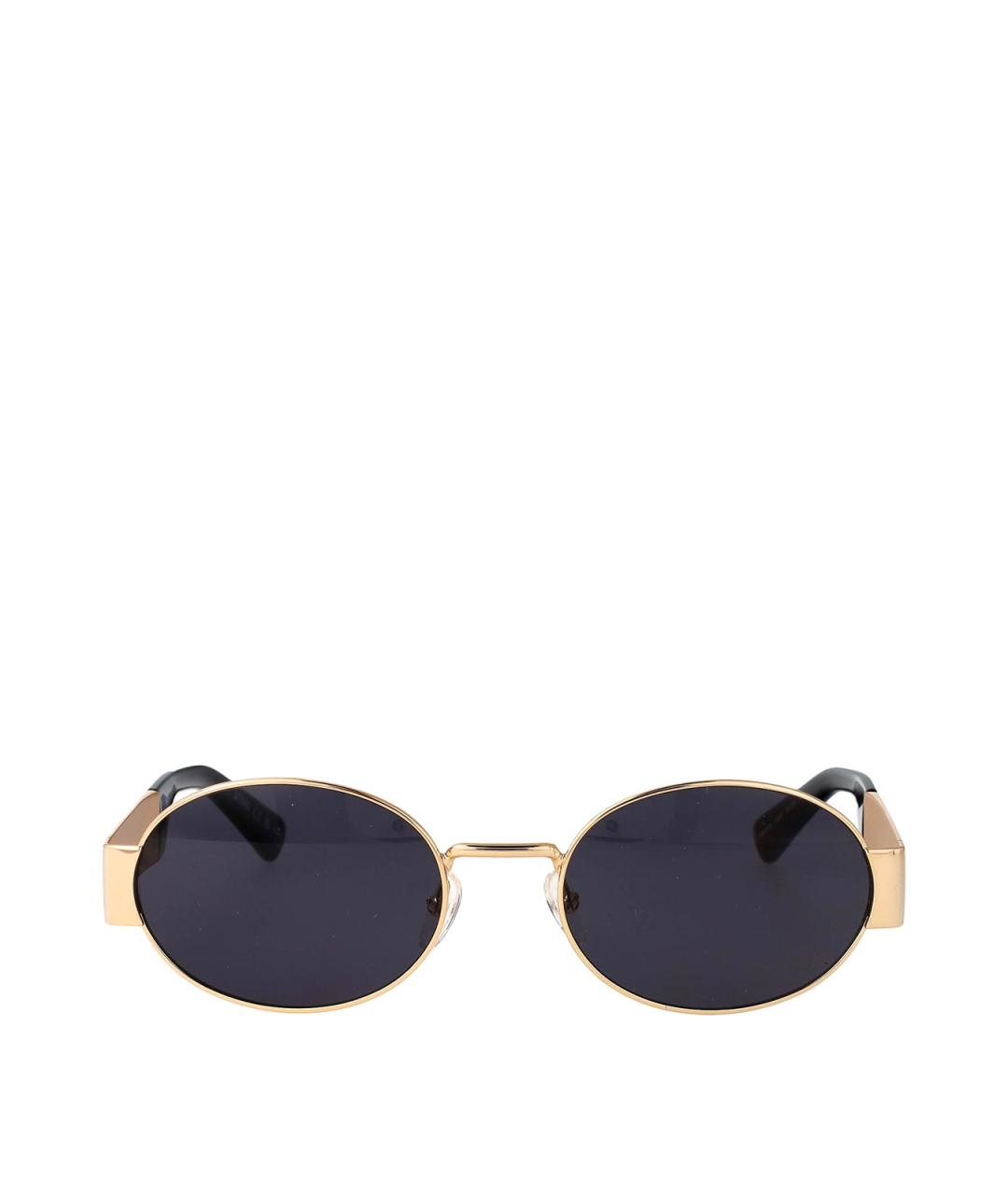 MOSCHINO Золотые металлические солнцезащитные очки, фото 1