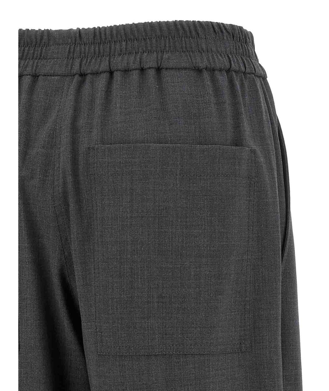 BRUNELLO CUCINELLI Серые шерстяные брюки широкие, фото 4