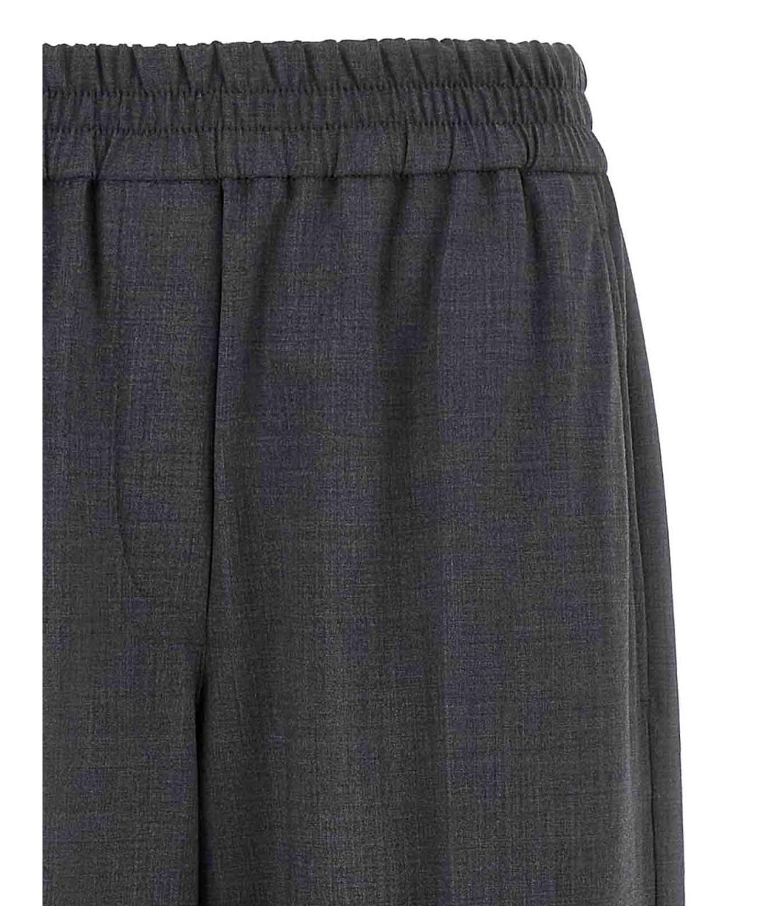 BRUNELLO CUCINELLI Серые шерстяные брюки широкие, фото 3