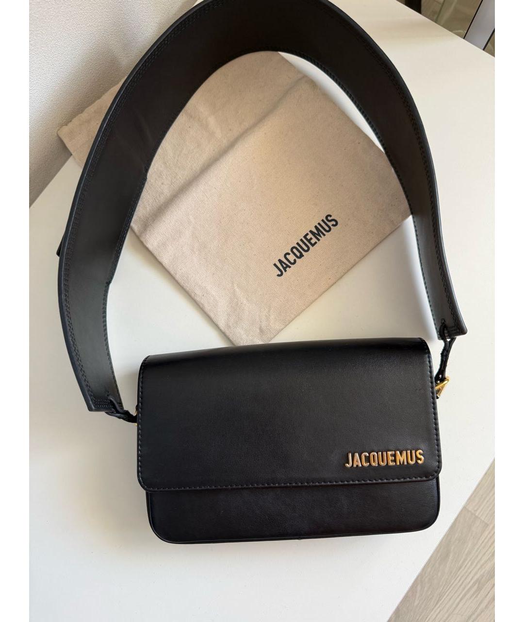JACQUEMUS Черная кожаная сумка через плечо, фото 4
