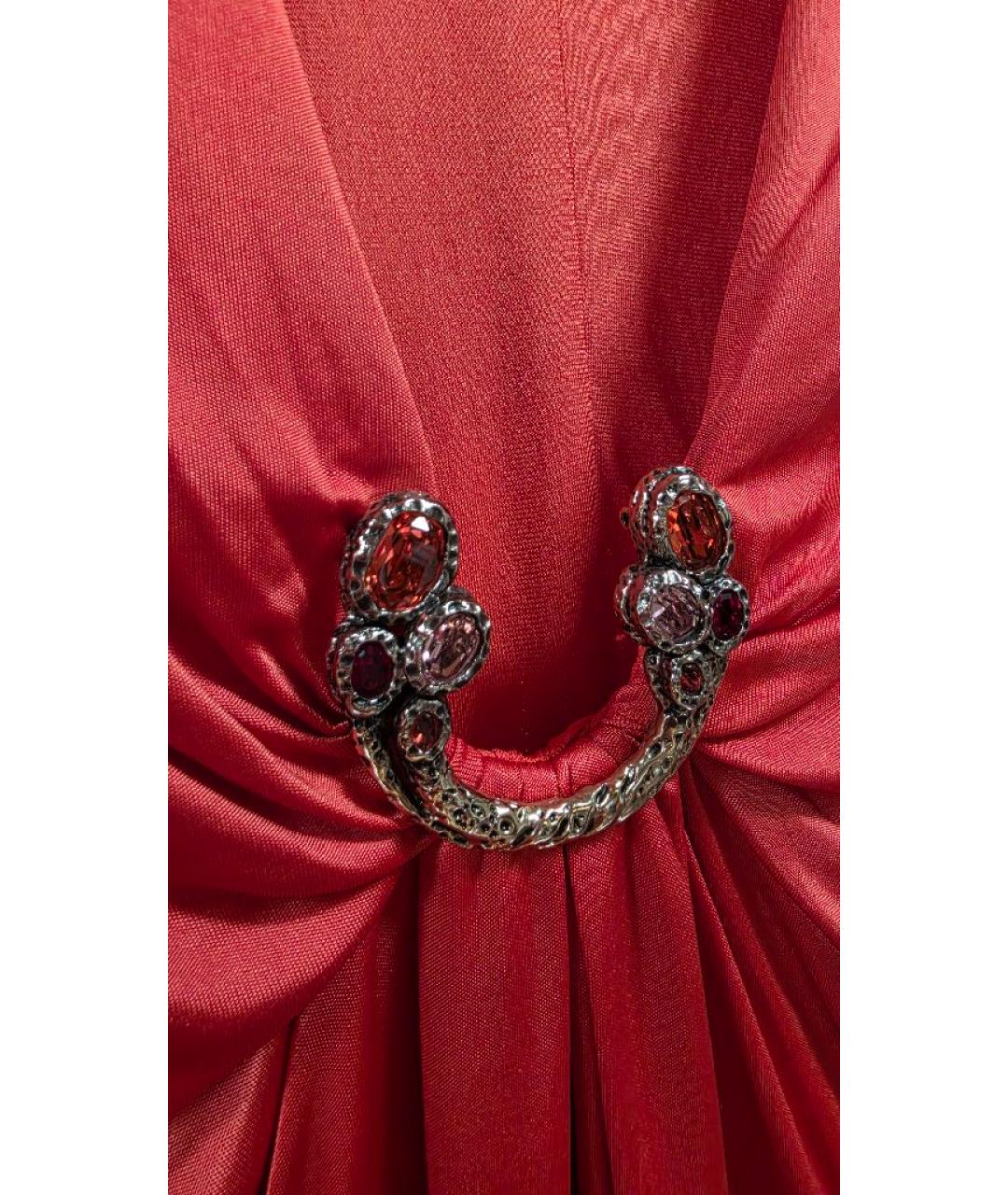ROBERTO CAVALLI Коралловое вискозное платье, фото 4
