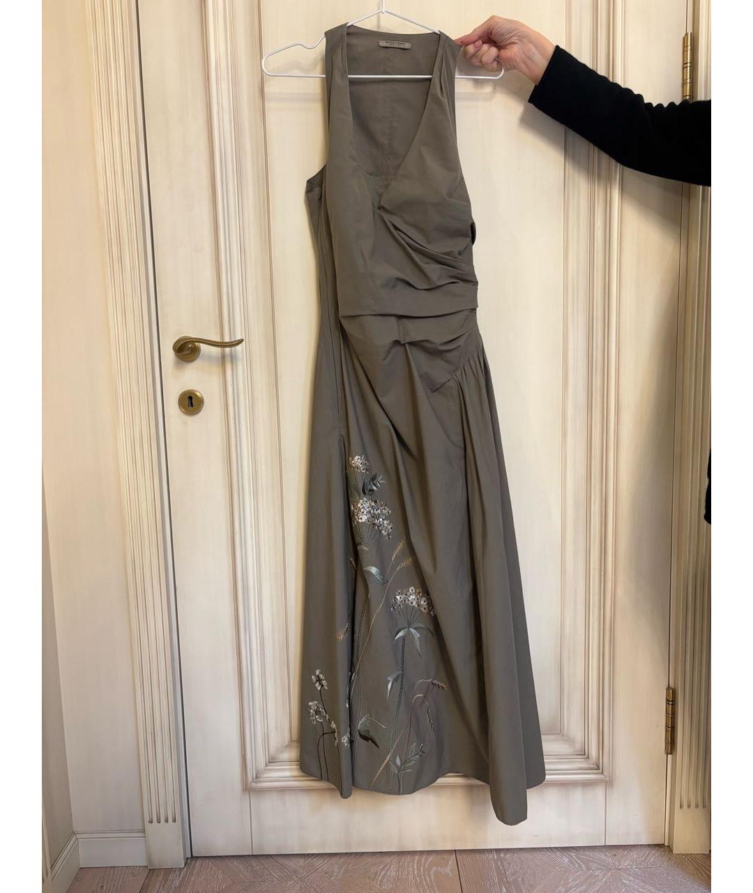 BOTTEGA VENETA Хаки хлопковое повседневное платье, фото 5