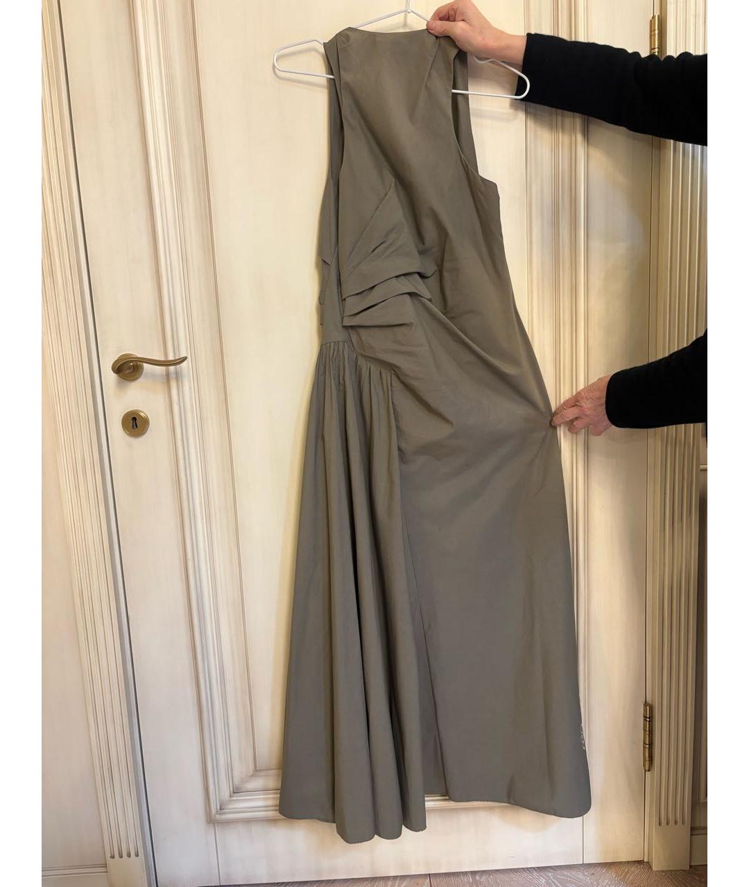 BOTTEGA VENETA Хаки хлопковое повседневное платье, фото 2