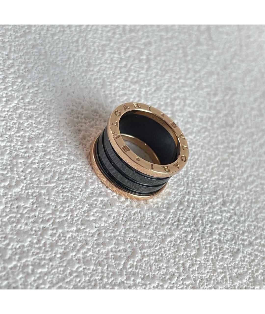 BVLGARI Черное кольцо из розового золота, фото 4