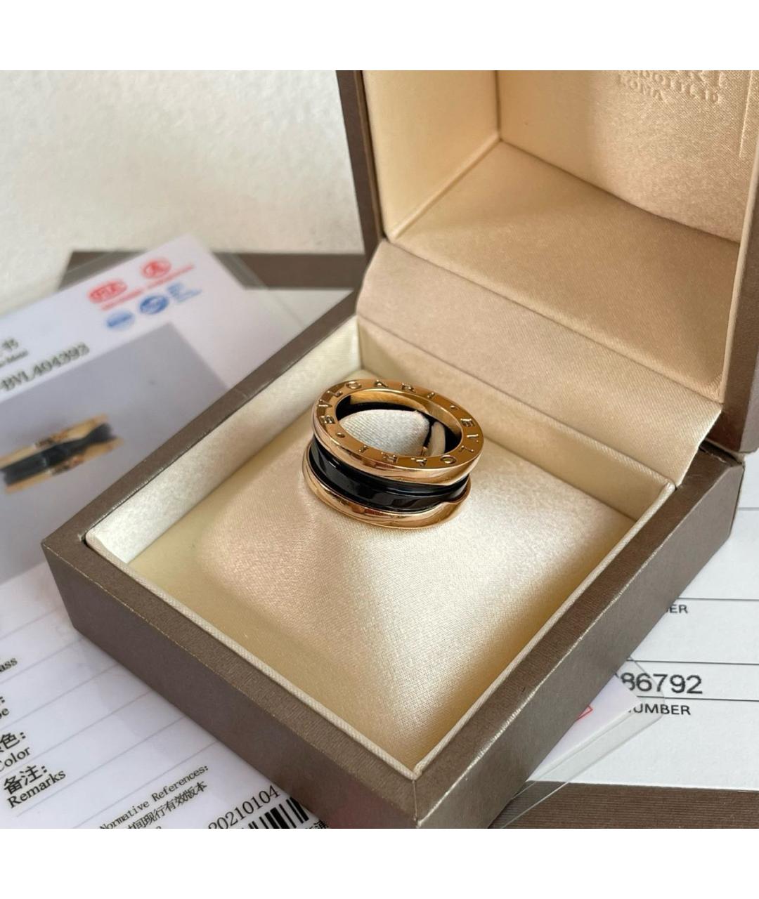 BVLGARI Черное кольцо из розового золота, фото 4