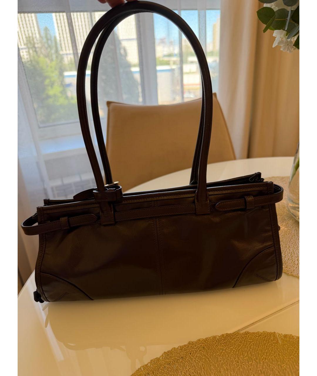 PRADA Бордовая кожаная сумка тоут, фото 3
