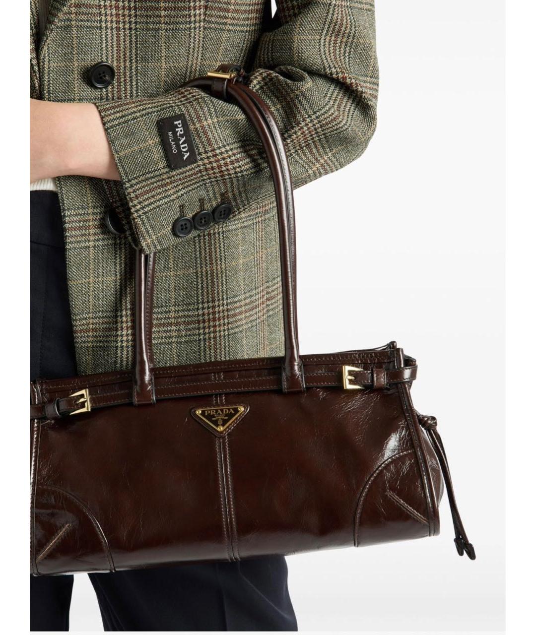 PRADA Бордовая кожаная сумка тоут, фото 4
