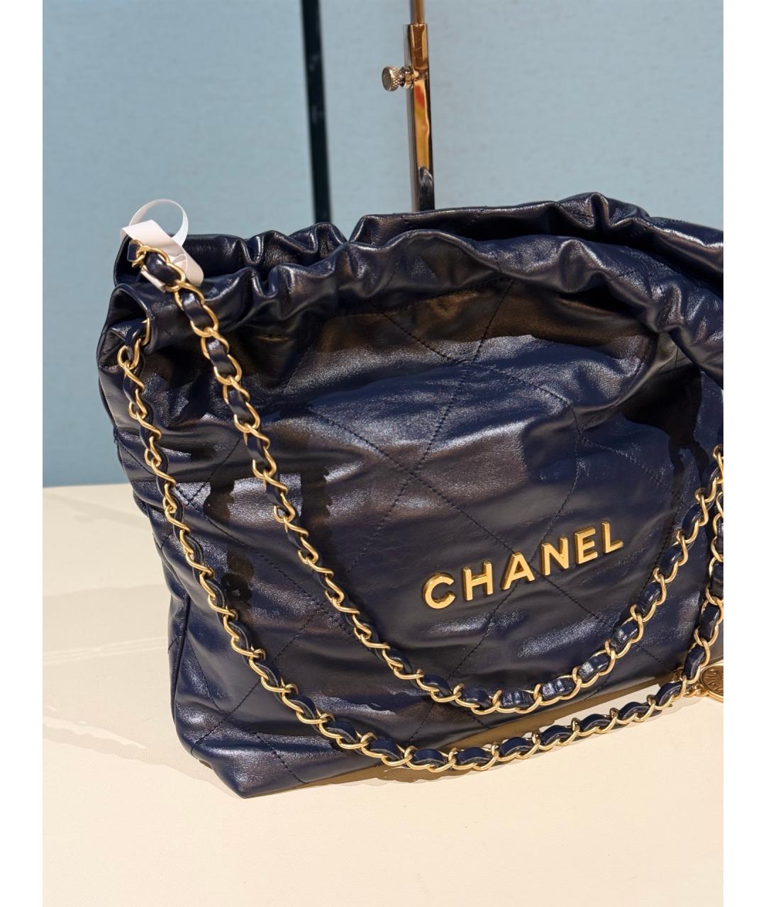 CHANEL Синяя кожаная сумка тоут, фото 4