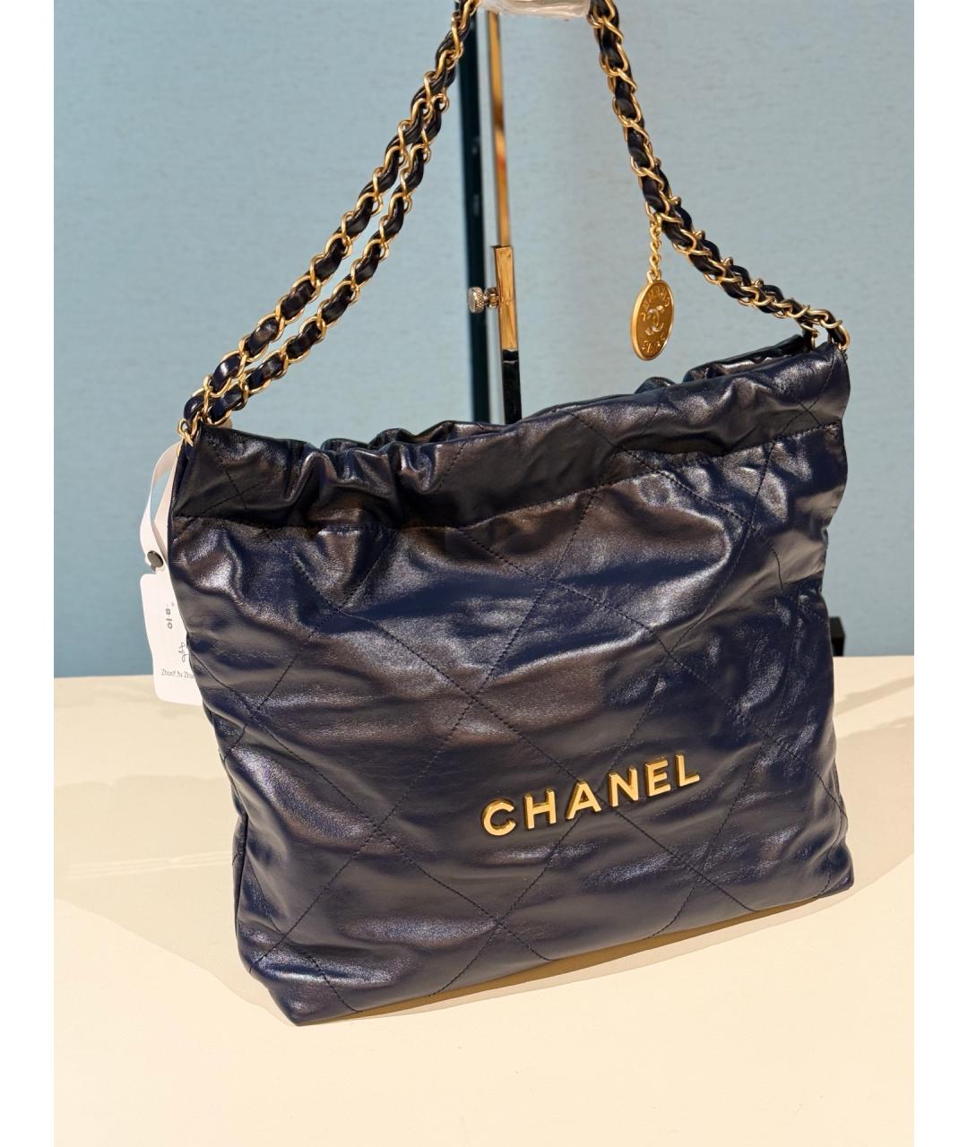 CHANEL Синяя кожаная сумка тоут, фото 3