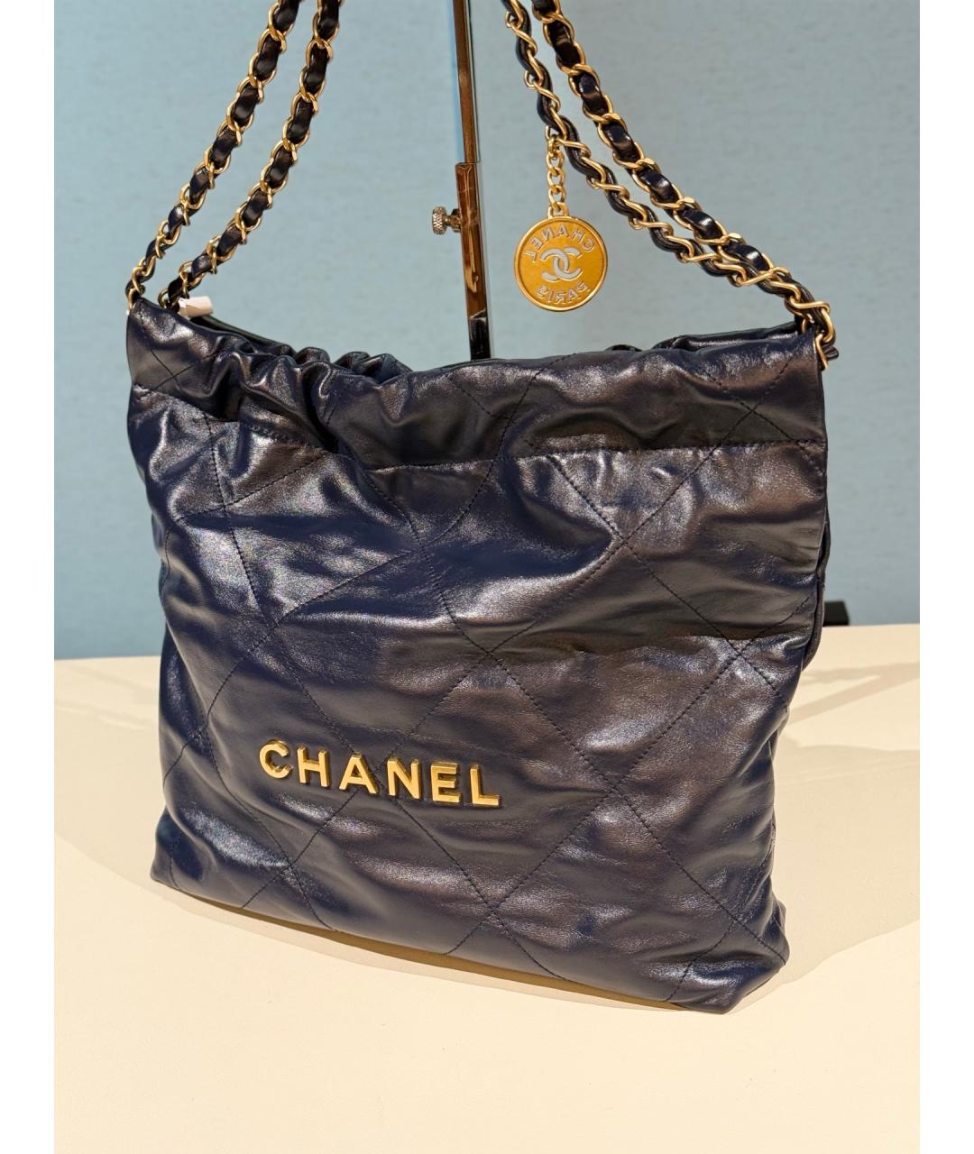 CHANEL Синяя кожаная сумка тоут, фото 2