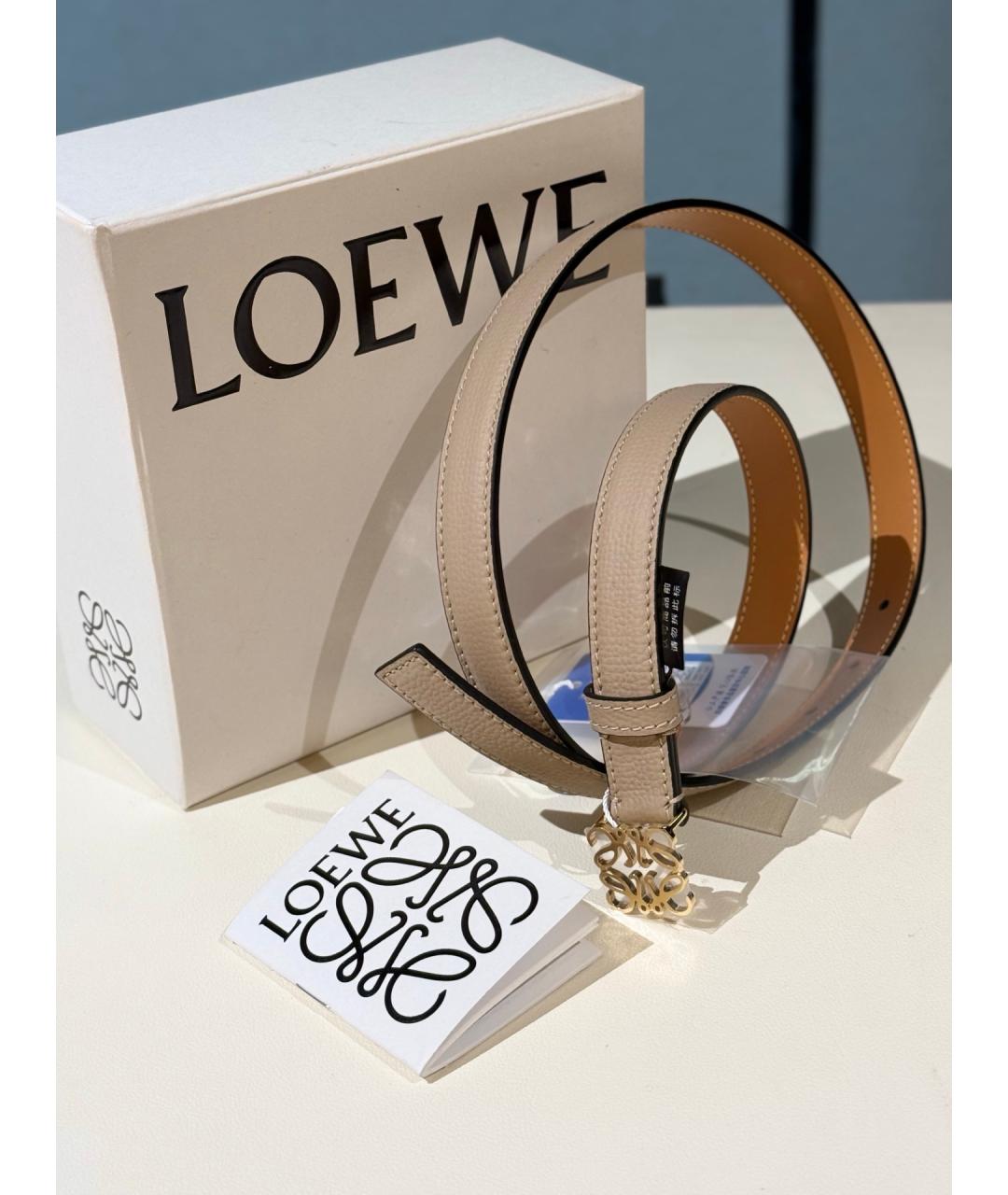 LOEWE Бежевый кожаный ремень, фото 2