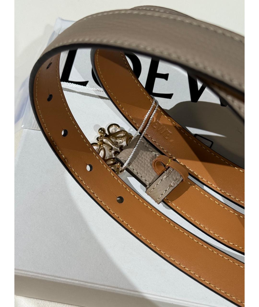 LOEWE Бежевый кожаный ремень, фото 3