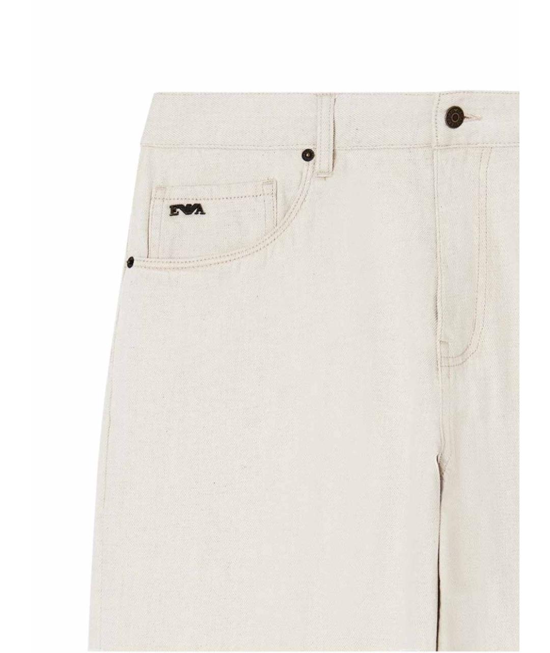 EMPORIO ARMANI Белые хлопковые прямые джинсы, фото 4