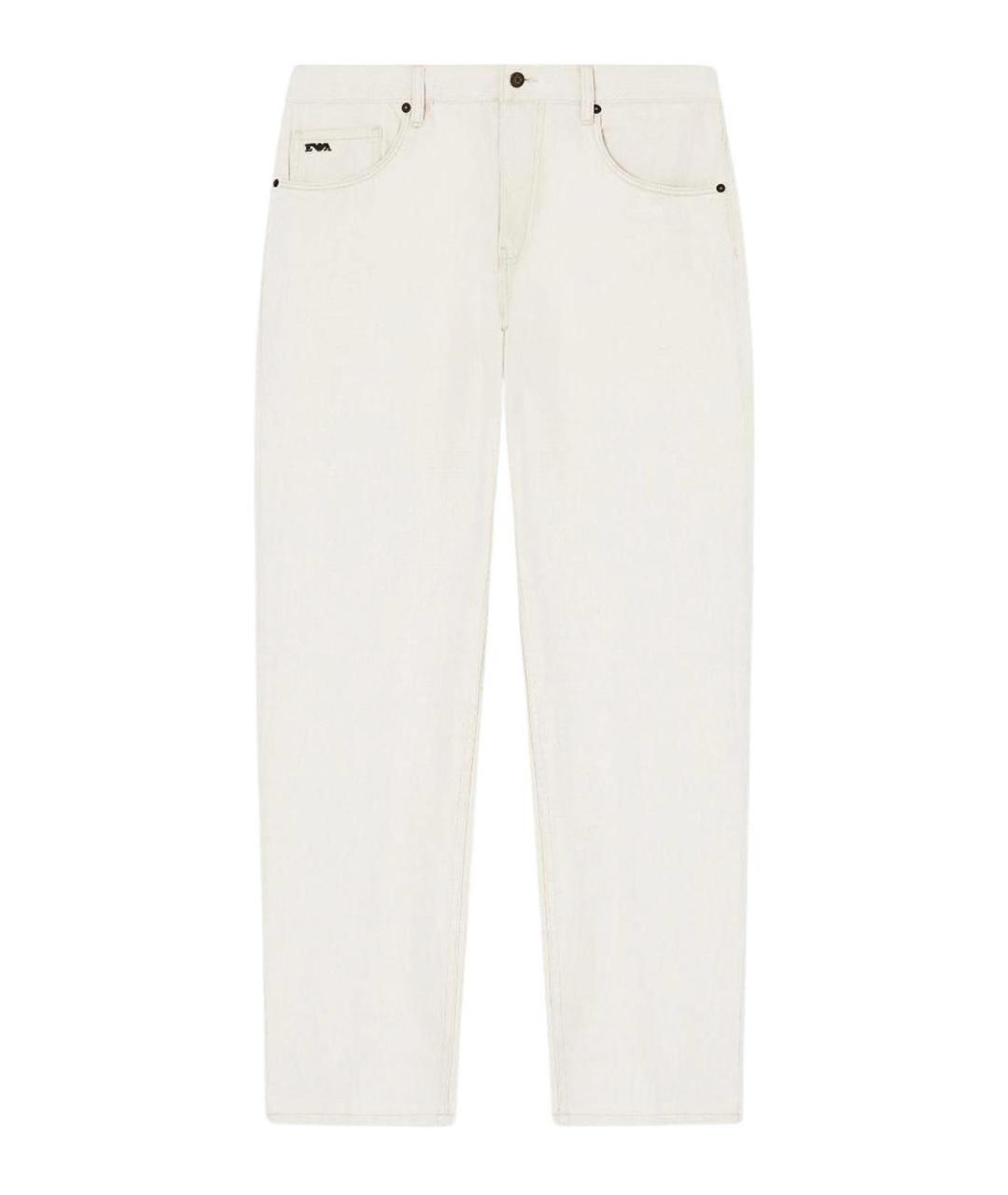 EMPORIO ARMANI Белые хлопковые прямые джинсы, фото 1