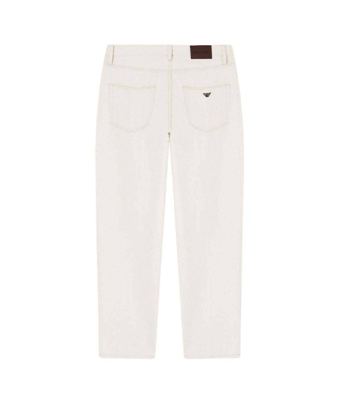 EMPORIO ARMANI Белые хлопковые прямые джинсы, фото 3