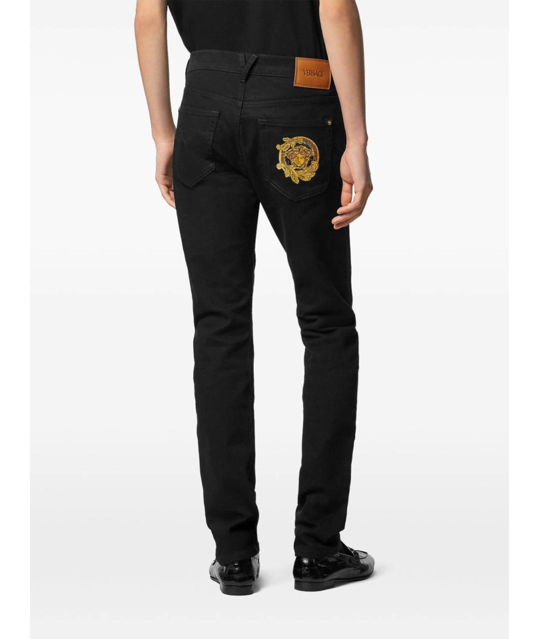 VERSACE Черные хлопковые джинсы скинни, фото 4