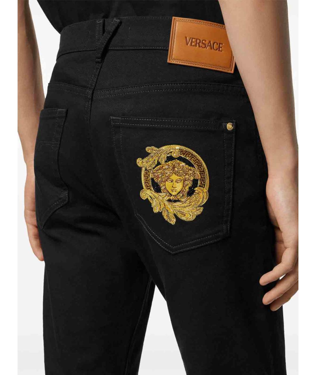 VERSACE Черные хлопковые джинсы скинни, фото 5