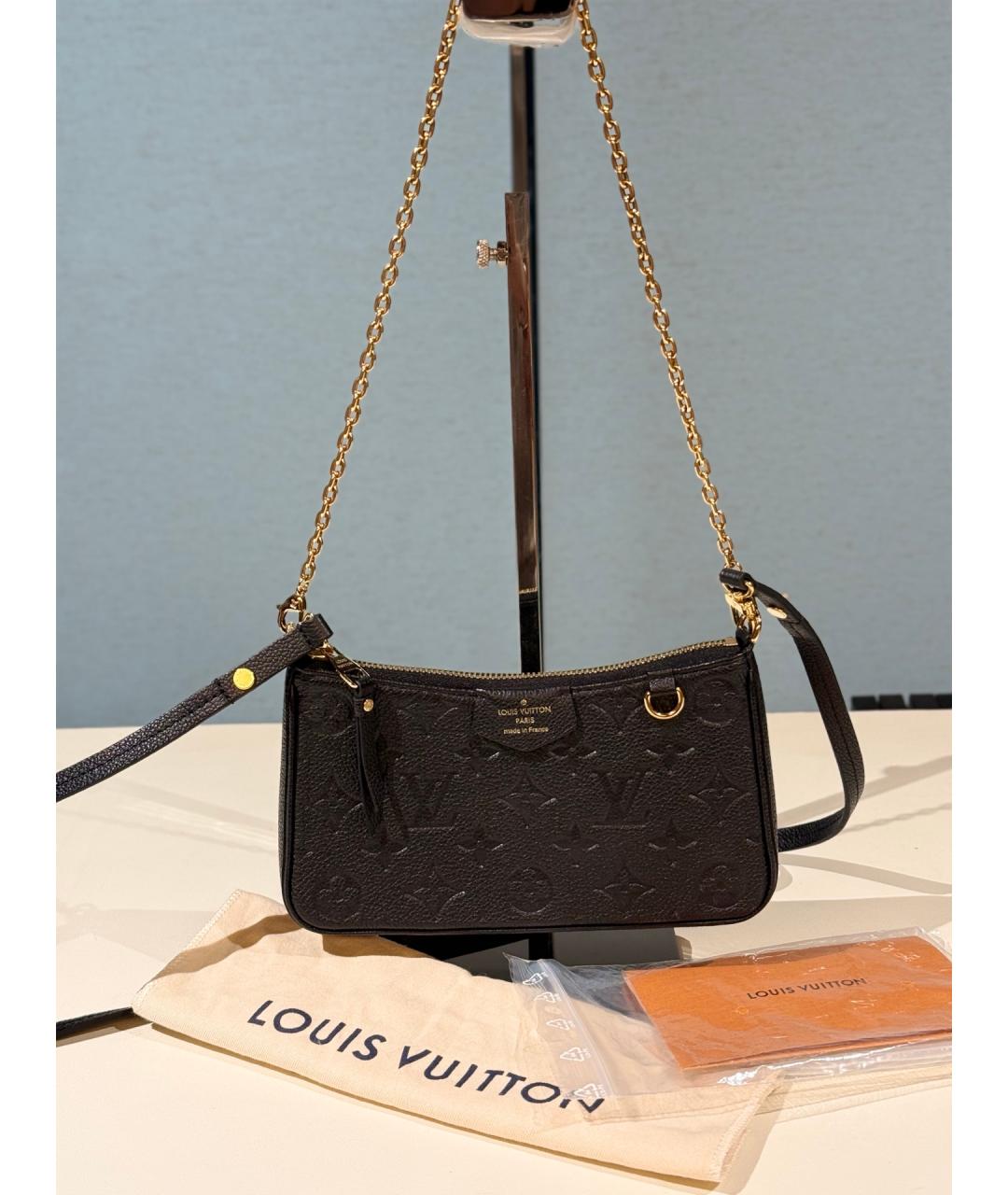LOUIS VUITTON Черная кожаная сумка через плечо, фото 8