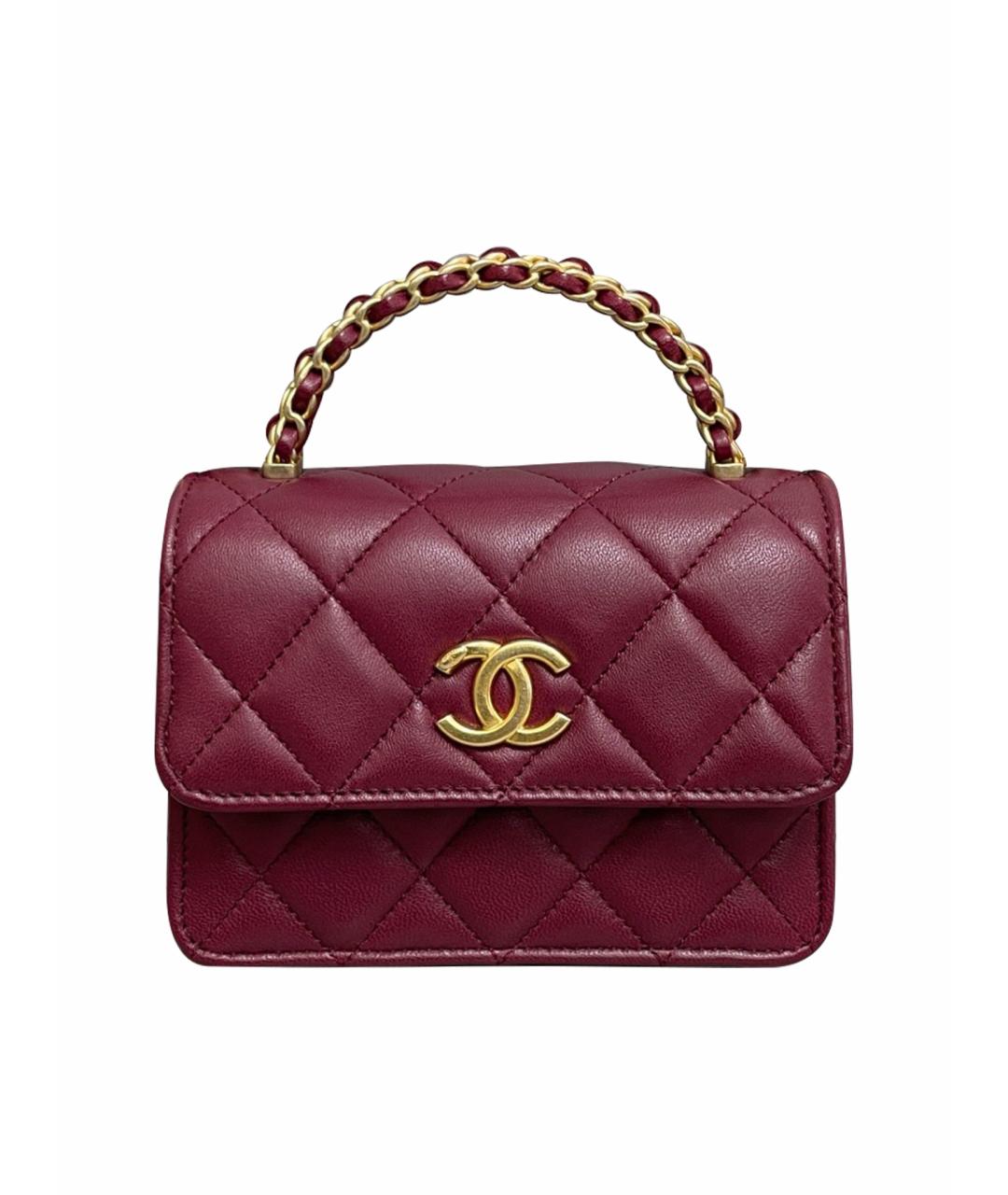 CHANEL Красная кожаная сумка с короткими ручками, фото 1