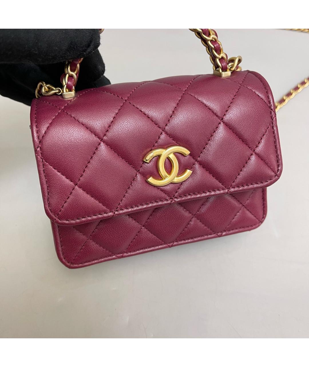 CHANEL Красная кожаная сумка с короткими ручками, фото 5