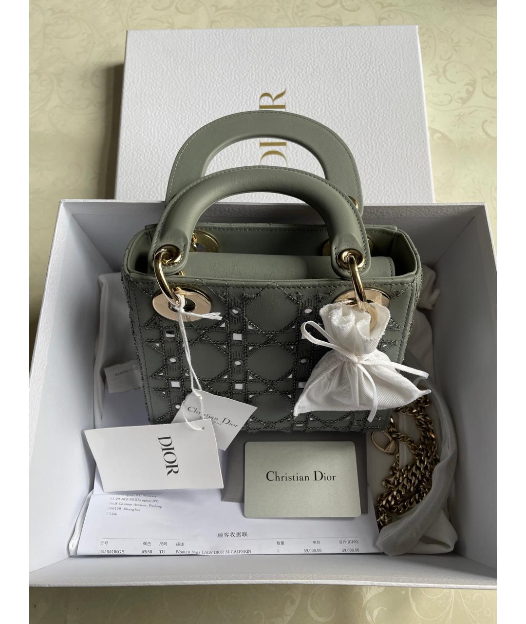 CHRISTIAN DIOR Зеленая кожаная сумка с короткими ручками, фото 2