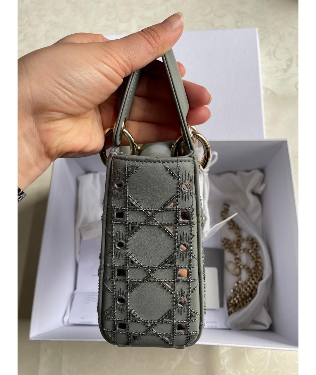 CHRISTIAN DIOR Зеленая кожаная сумка с короткими ручками, фото 6