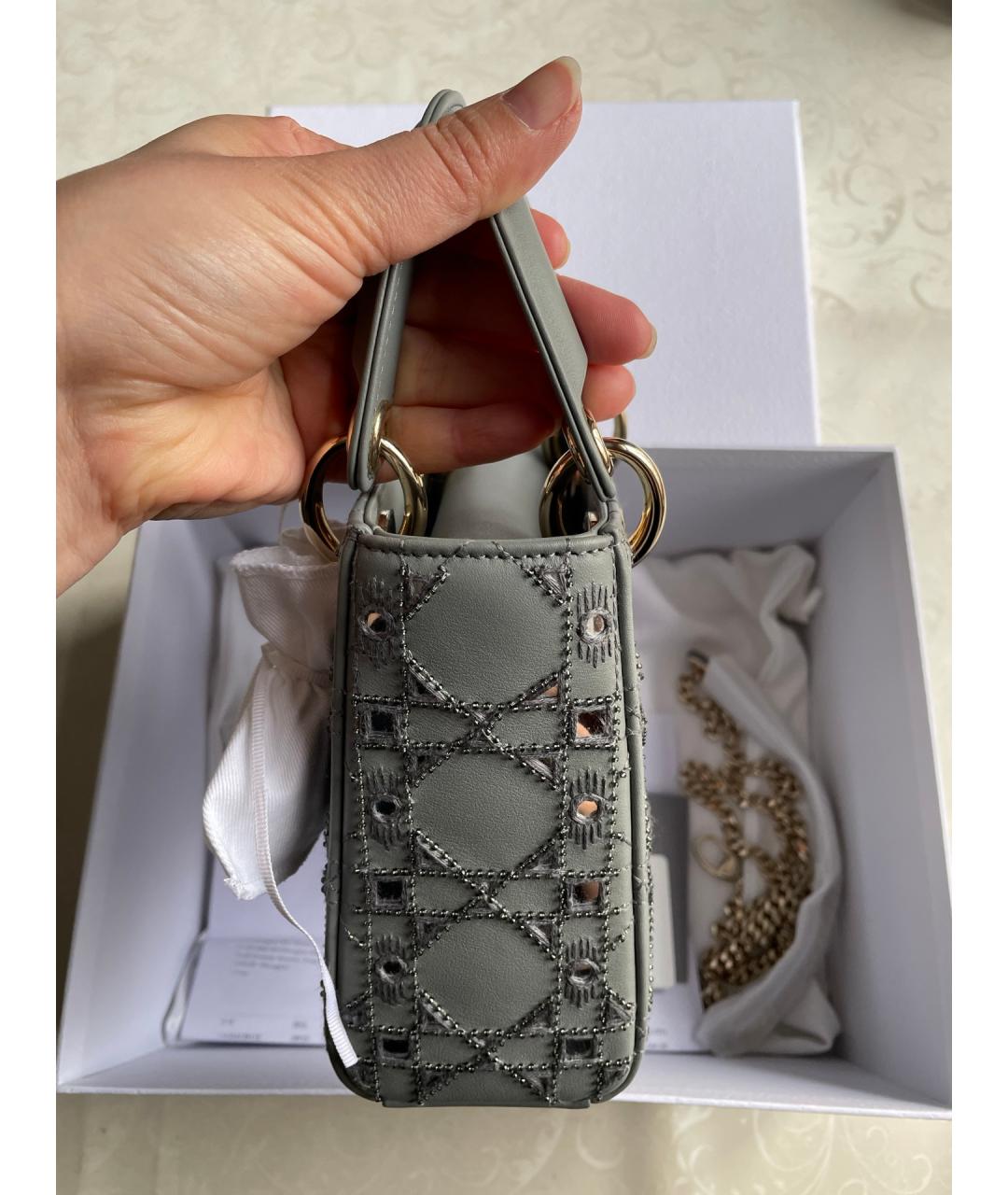CHRISTIAN DIOR Зеленая кожаная сумка с короткими ручками, фото 5