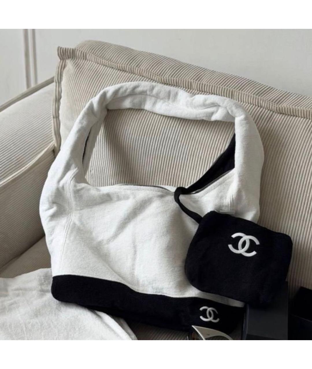 CHANEL Белая тканевая пляжная сумка, фото 2