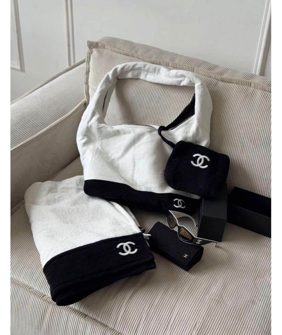 CHANEL Белая тканевая пляжная сумка, фото 1