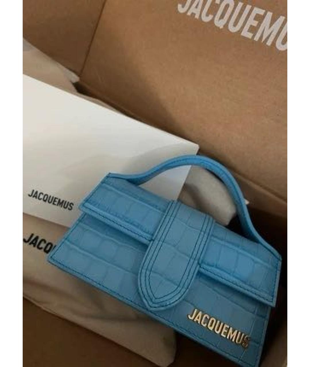 JACQUEMUS Голубая кожаная сумка с короткими ручками, фото 6