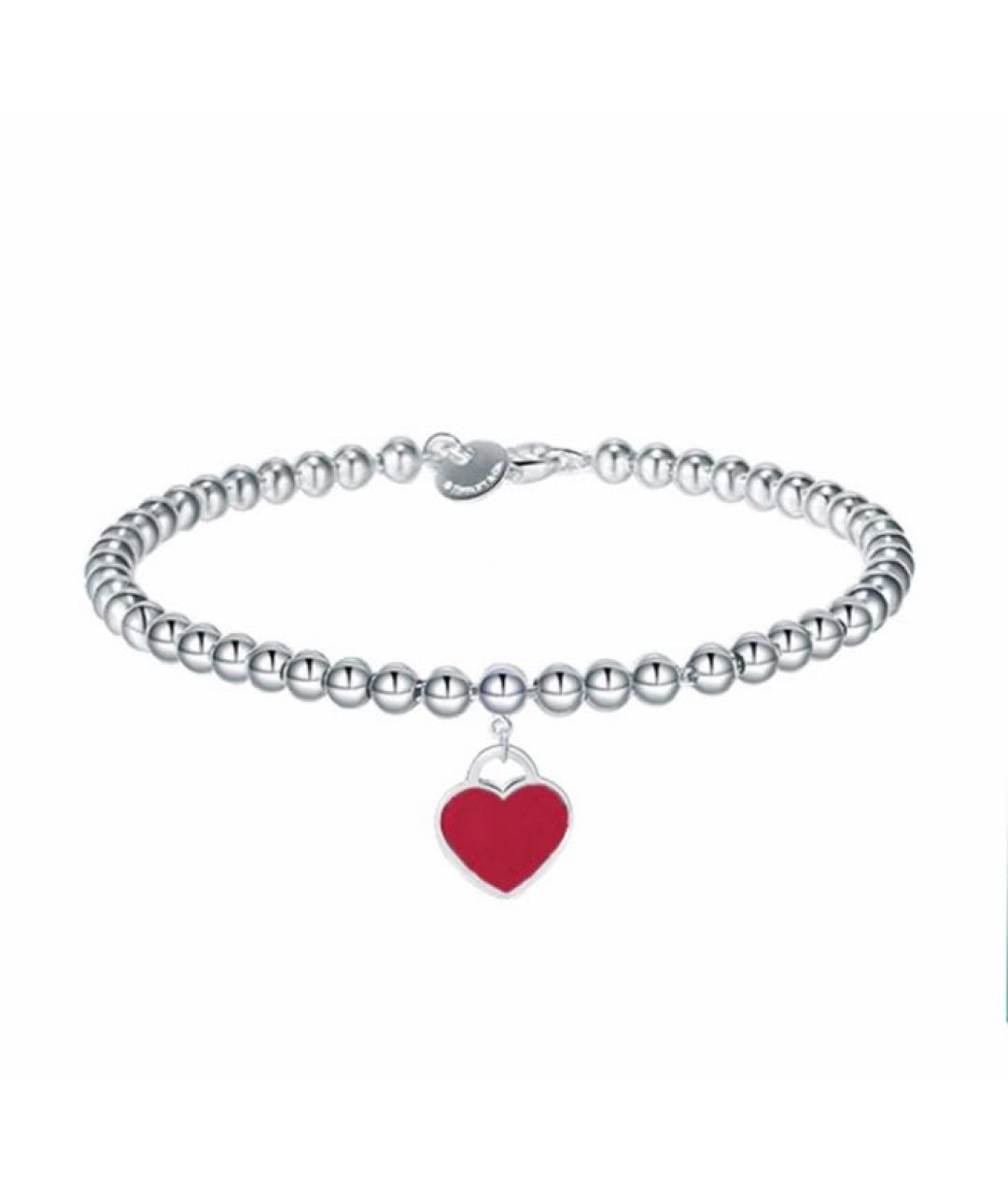 TIFFANY&CO Бордовый серебряный браслет, фото 6