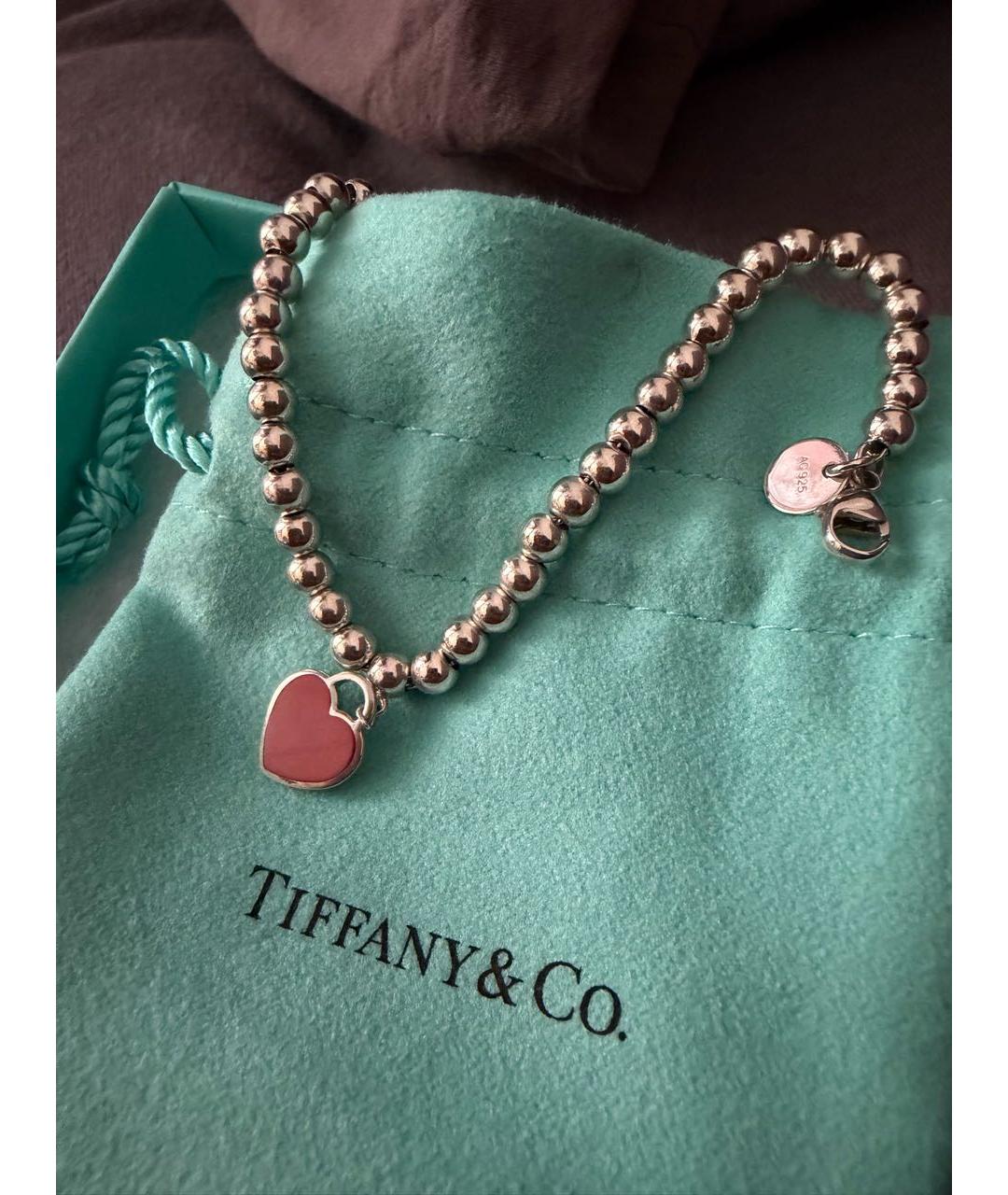 TIFFANY&CO Бордовый серебряный браслет, фото 5