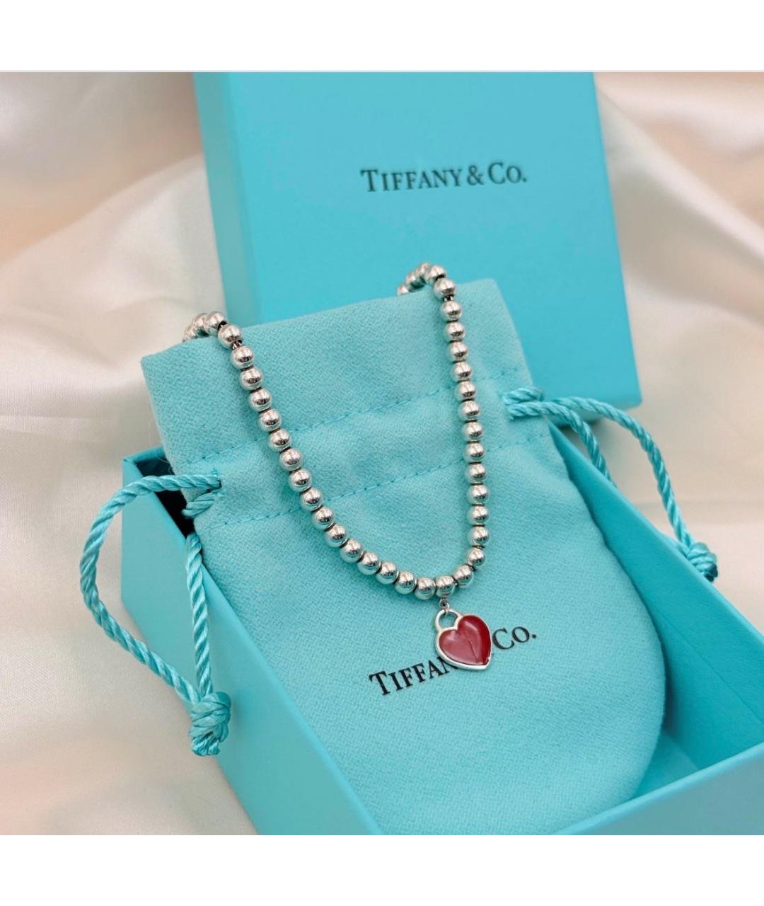 TIFFANY&CO Бордовый серебряный браслет, фото 3