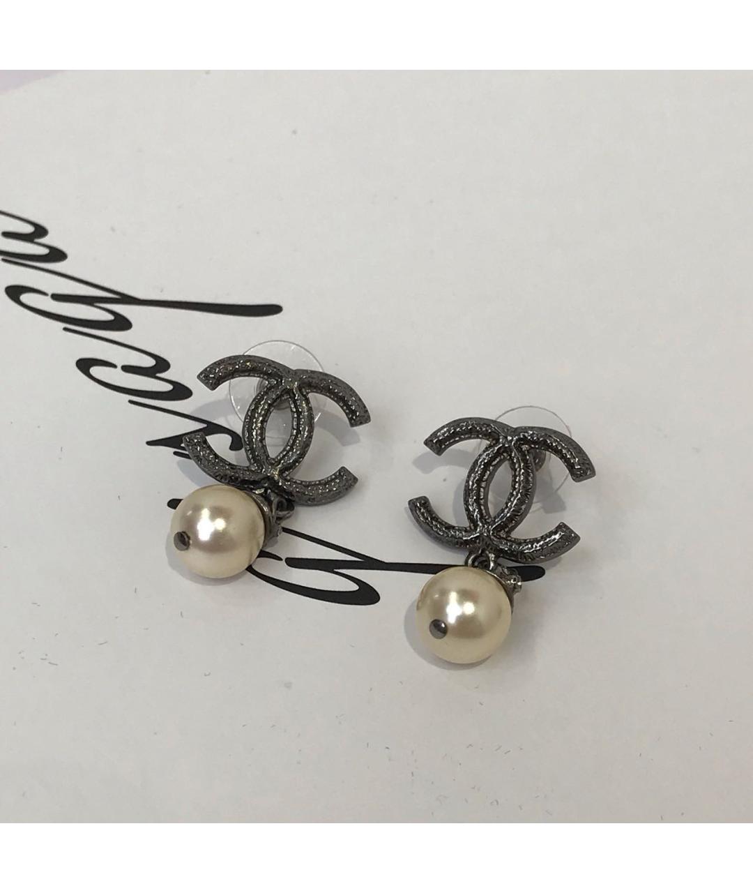 CHANEL Черные серьги, фото 4