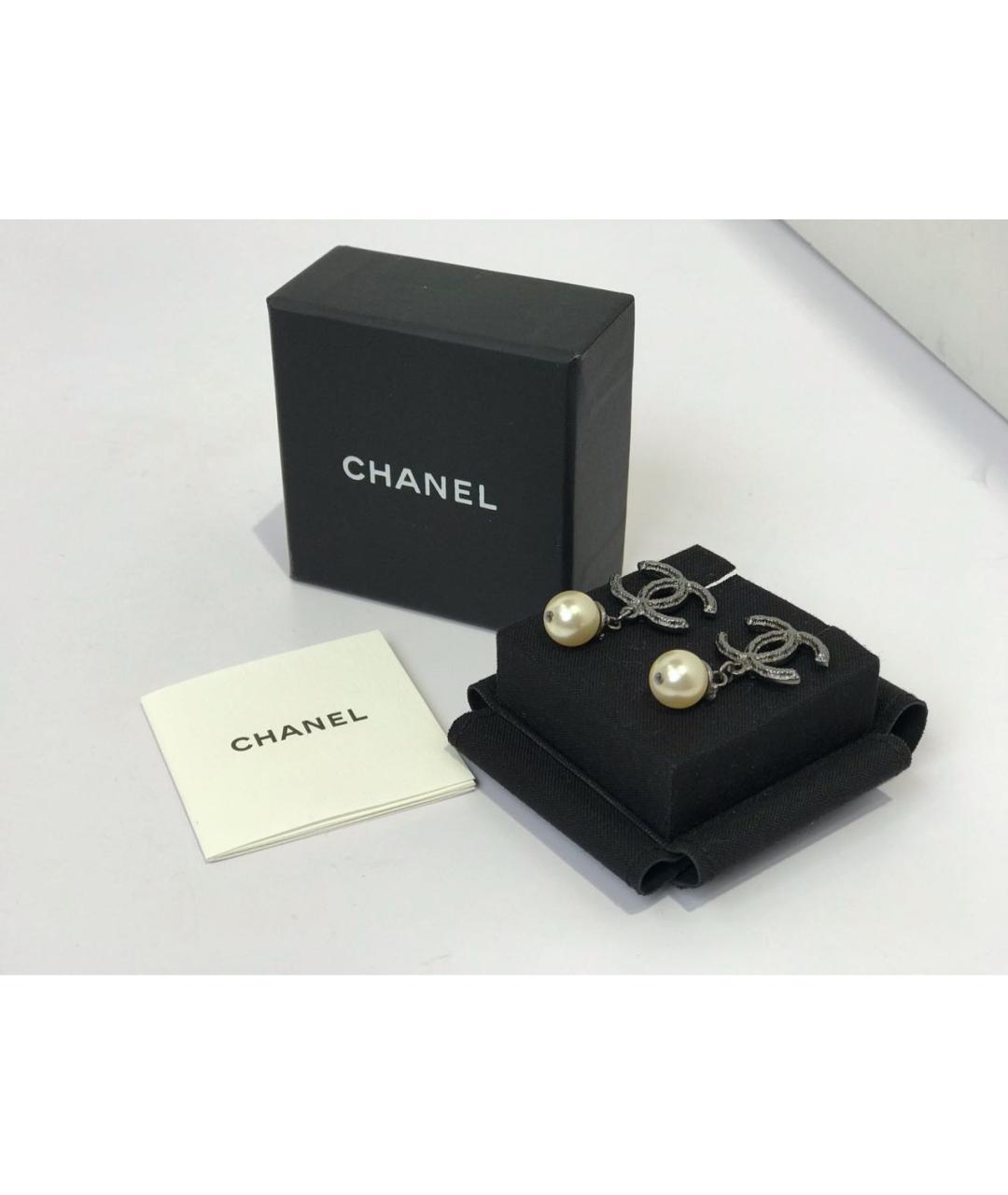 CHANEL Черные серьги, фото 2