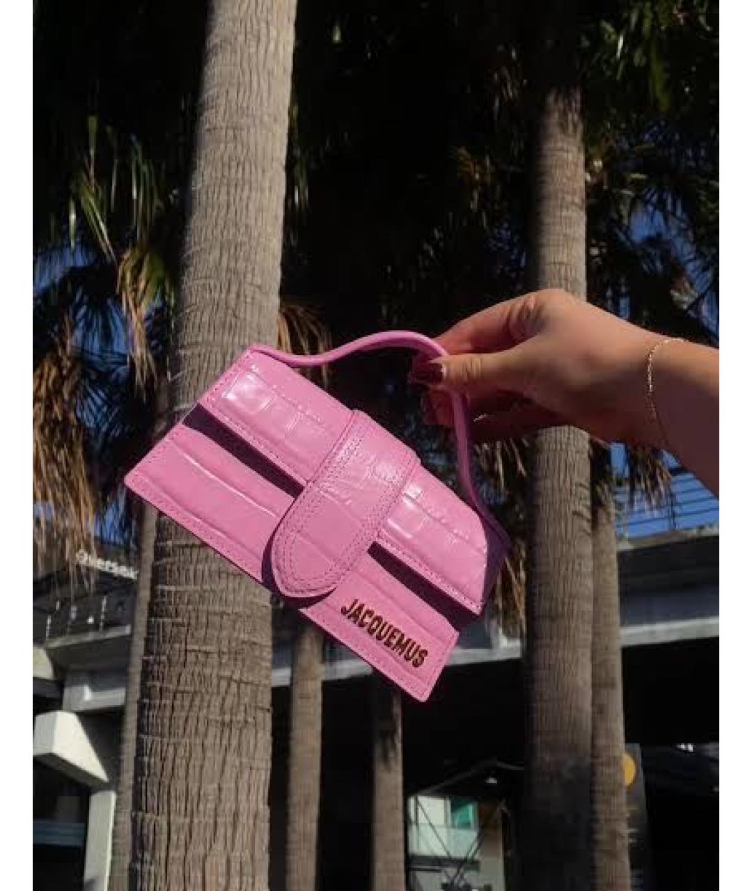 JACQUEMUS Розовая кожаная сумка с короткими ручками, фото 5