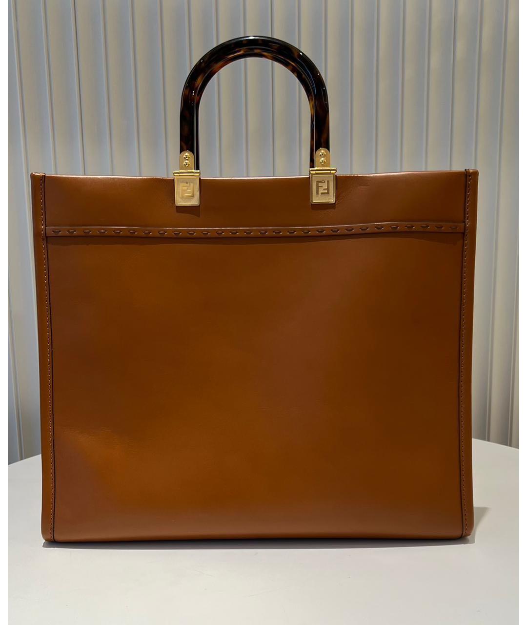 FENDI Коричневая кожаная сумка тоут, фото 2