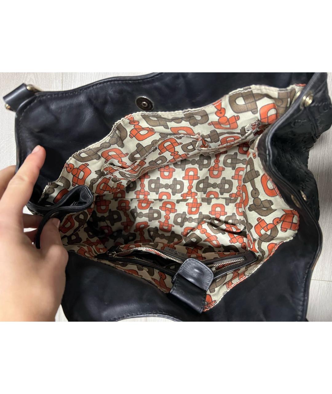 GUCCI Черная кожаная сумка с короткими ручками, фото 6