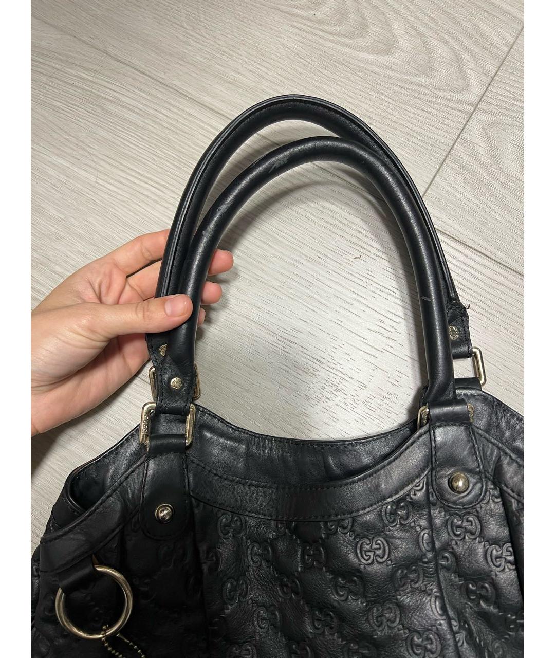 GUCCI Черная кожаная сумка с короткими ручками, фото 4