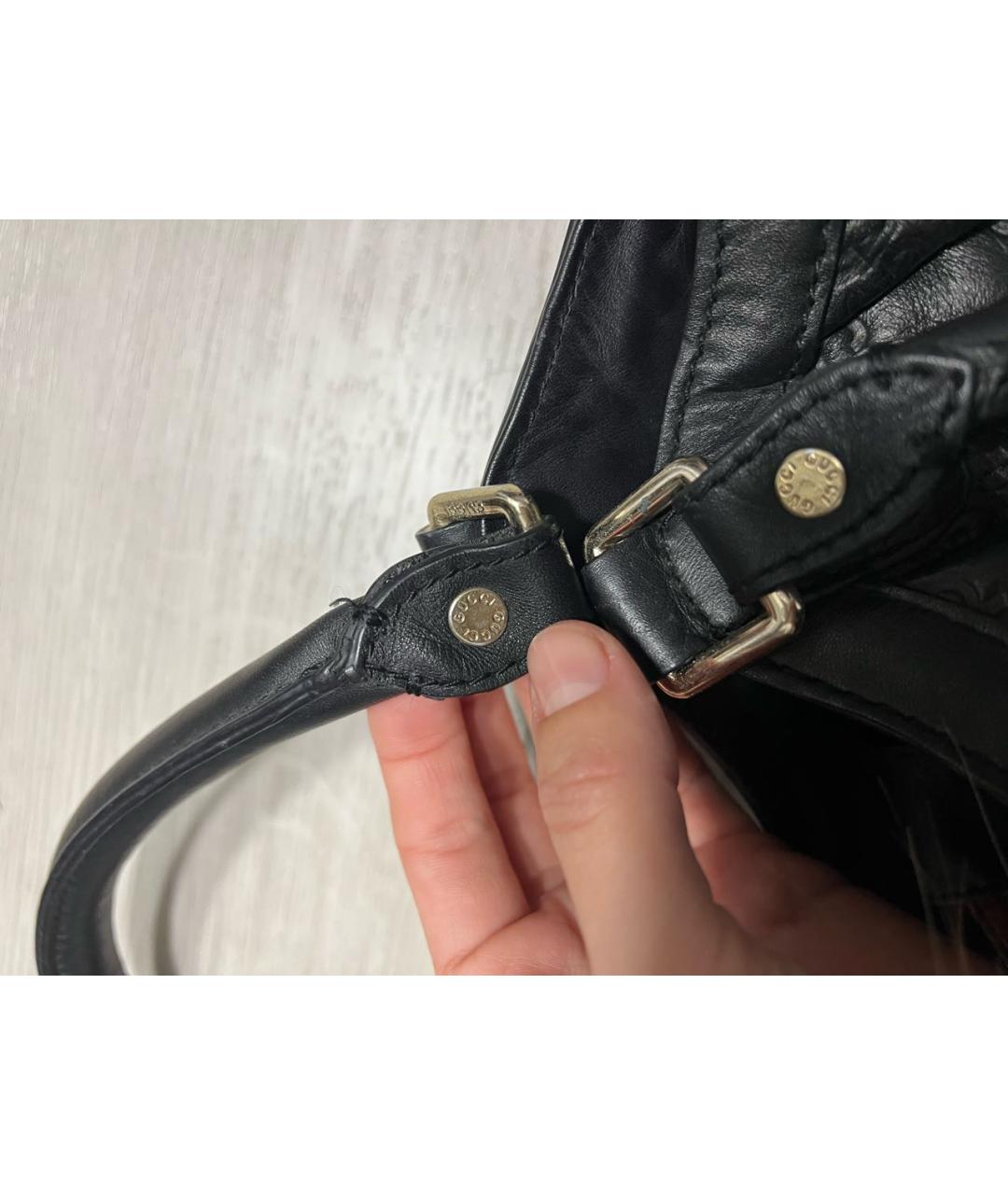 GUCCI Черная кожаная сумка с короткими ручками, фото 5
