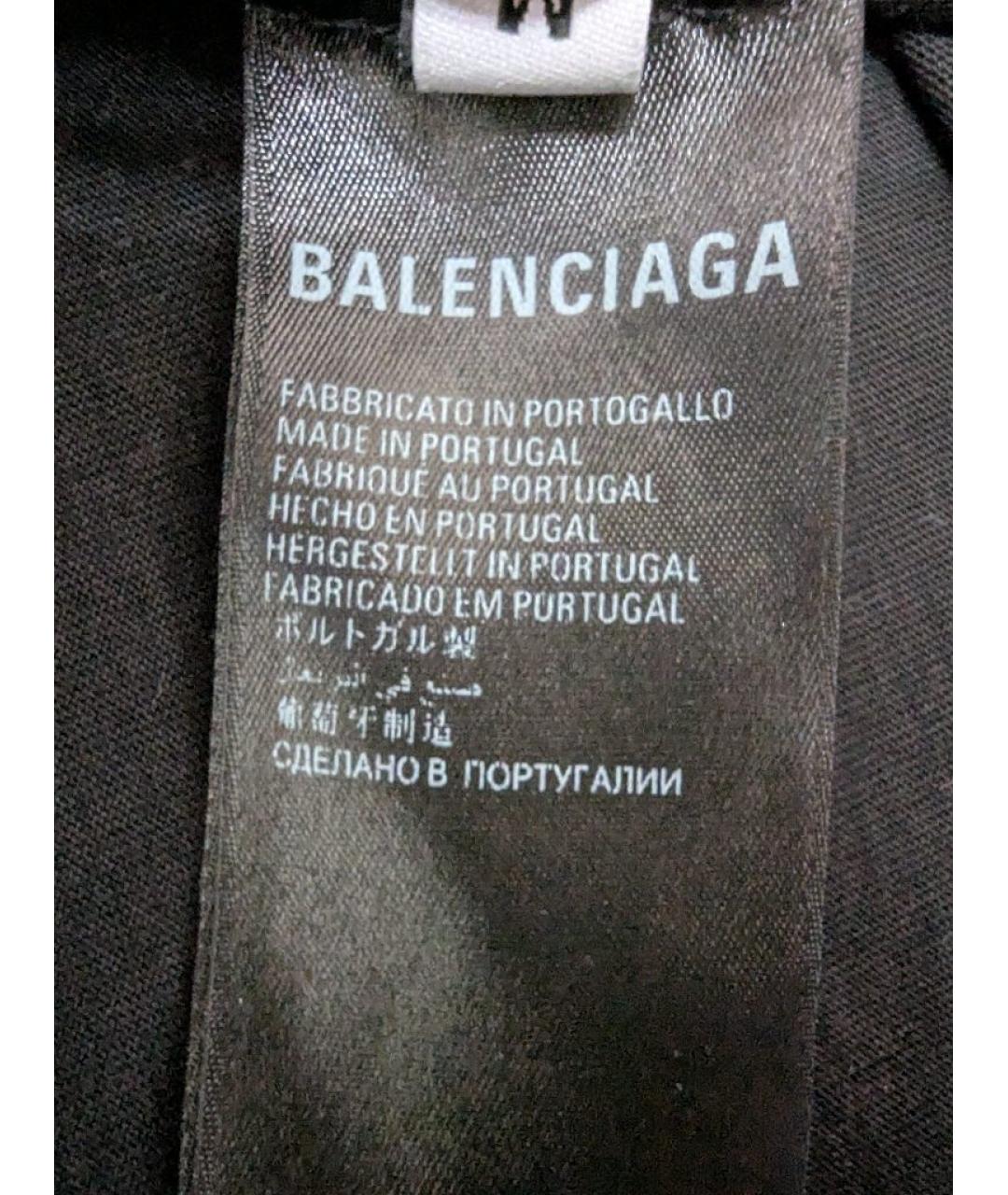 BALENCIAGA Черная хлопковая футболка, фото 4