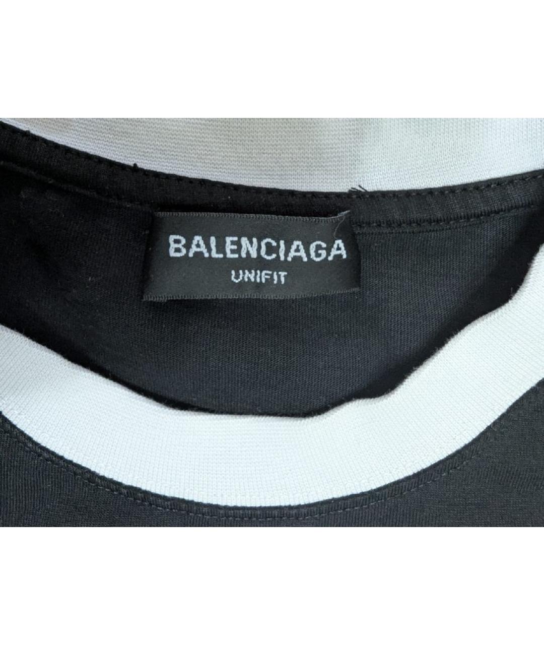BALENCIAGA Черная хлопковая футболка, фото 2
