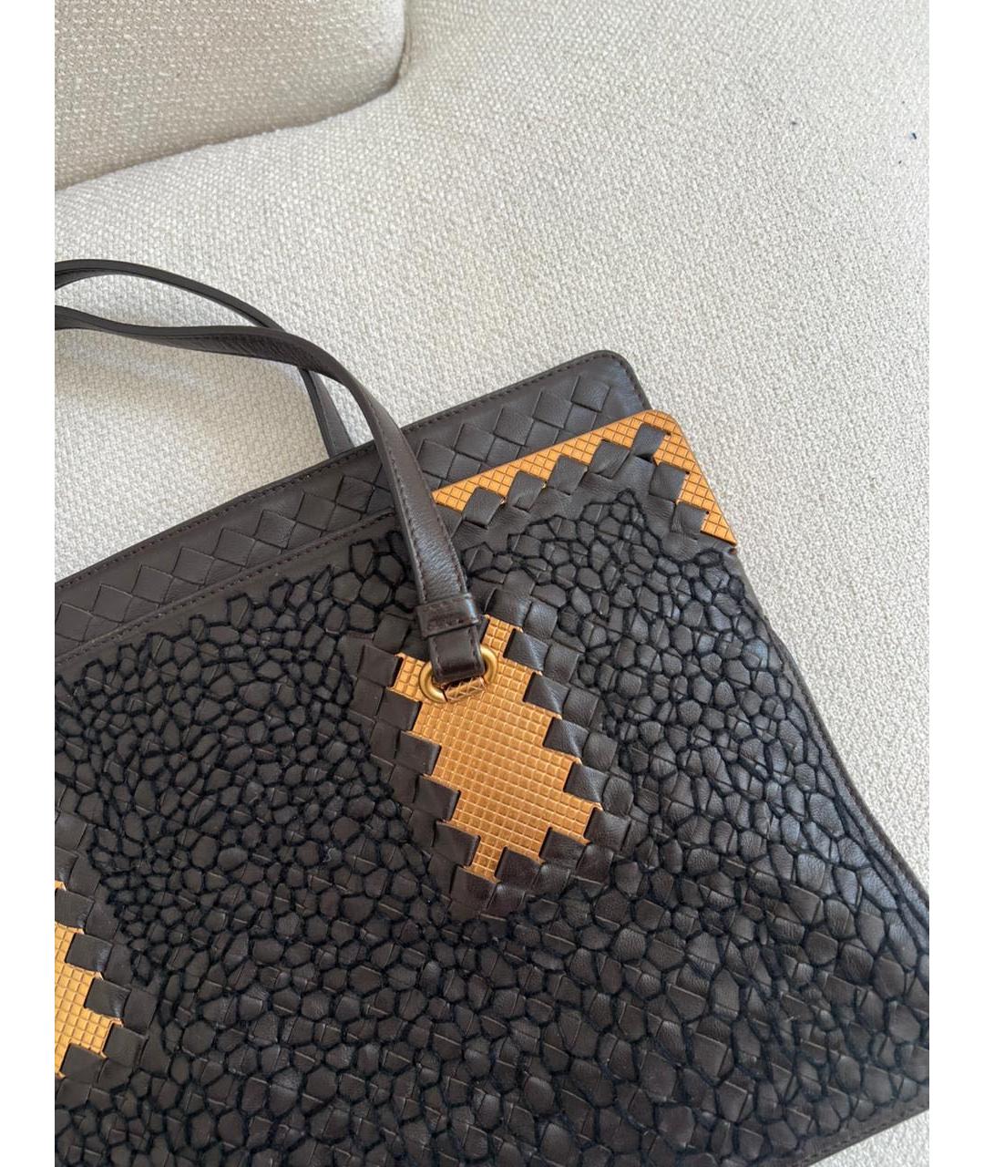 BOTTEGA VENETA Черная кожаная сумка тоут, фото 4