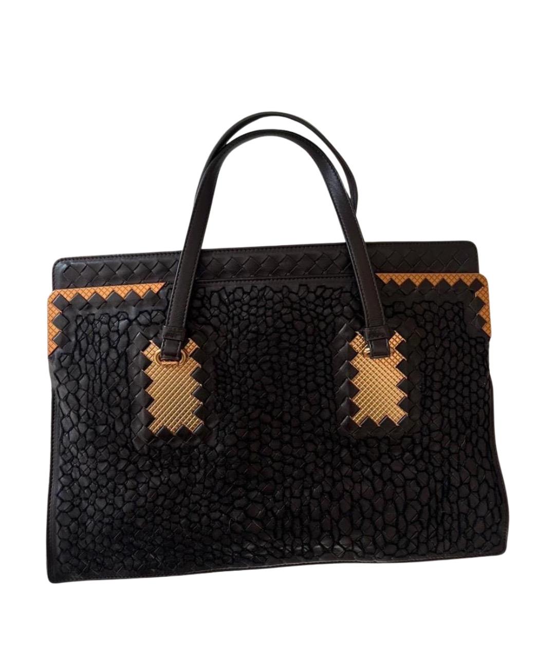 BOTTEGA VENETA Черная кожаная сумка тоут, фото 1