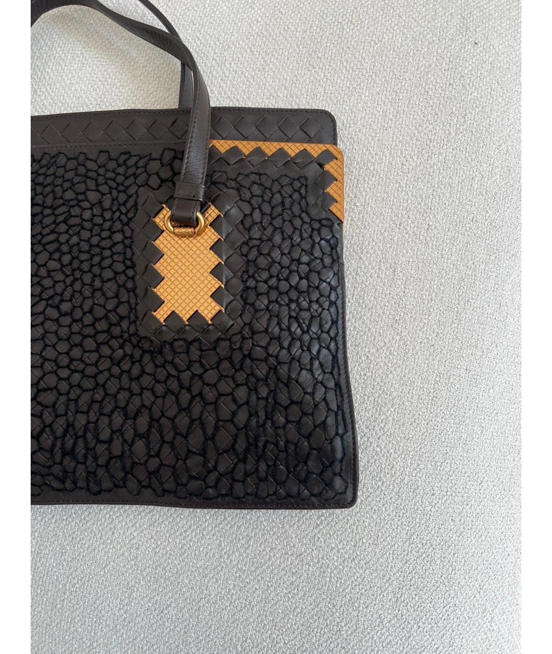 BOTTEGA VENETA Черная кожаная сумка тоут, фото 2
