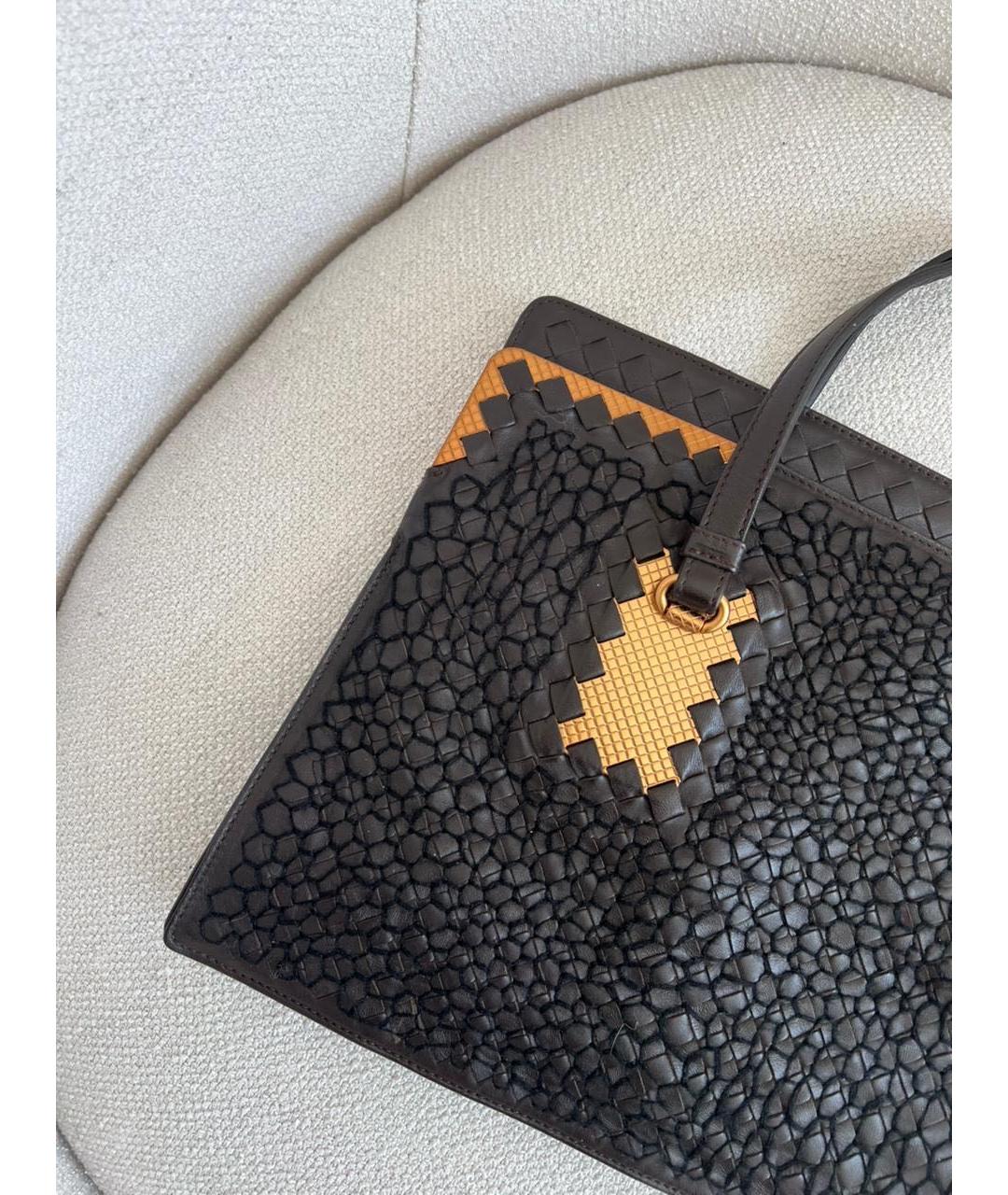 BOTTEGA VENETA Черная кожаная сумка тоут, фото 3